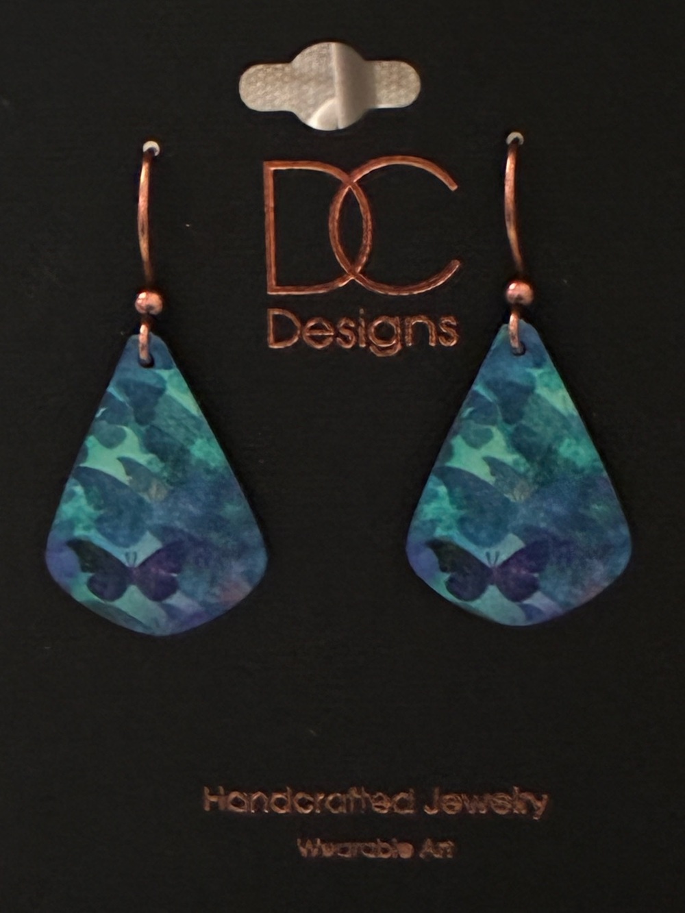 DC Designs Blue-Purple Butterfly Art Print Teardrop Earrings Drop Wire